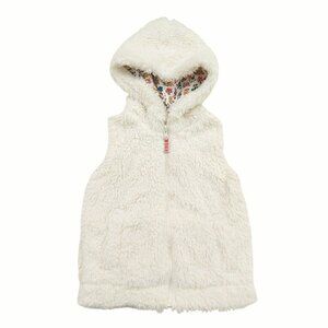Mini Boden Sherpa Hooded Vest Girls 2-3Y White Lined Comfy Cozy Warm Outdoor